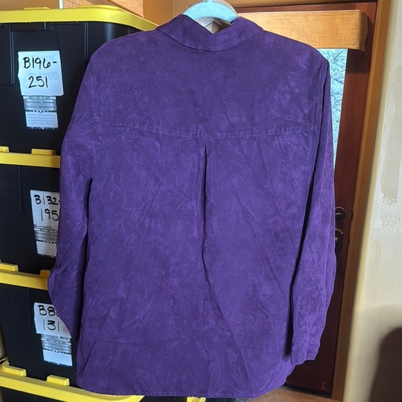Vintage Studio Works Faux Suede Purple Button-Up Shirt Size Medium - Picture 7 of 8